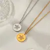 Collar de Acero de Titanio Incrustado con Circonita Redonda Marca Estrella de Cinco Puntas Joyería para Mujer Moda Personalizada Lujo Ligero Cadena para Clavícula Versátil Joyería
