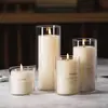 Vidrio de Borosilicato Alto Transparente Multiespecificación Romántico Día de San Valentín Cena a la Luz de las Velas Candelabro Recipiente para Velas Redondo Engrosado