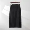 Otoño e Invierno Nuevo Falda de Cachemira Cepillada Cachemira Pura Falda de Punto Ajustada de Longitud Media de una Pieza para Mujer