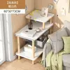 Armário de Armazenamento Pequeno para Cabeceira de Apartamento Mesa de Armazenamento Simples de Camada Dupla para Quarto de Casa Quarto de Aluguel Mesa Lateral Pequena Multifuncional