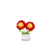 Bonsái de girasol de doble flor tejido a mano, flores artificiales con maceta, producto terminado para decoración del hogar y del coche, suministro