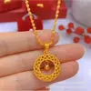 No se decolora fácilmenteNuevo Colgante de Collar de Hilo de Flor de Arena Dorada Vietnamita Hebilla de Seguridad Cadena de Suéter de Lujo Ligero Nicho Venta al por Mayor