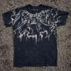 Camiseta con estampado de cuervo transfronterizo, estrella de cinco puntas, estilo informal japonés y coreano, jersey de manga corta de verano 92jin