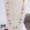 Collar de temperamento para mujer, largo, moda, multicapa, pequeño aroma, colgante de perla, otoño e invierno, cadena decorativa Joker para suéter, disponible al por mayor