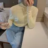 Camisa Básica Meia Gola Macia e Amiga da Pele para Mulheres 2025 Outono Alta Elasticidade Manga Longa Roupa Íntima de Namorada Camiseta