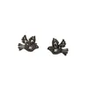 Pendientes de Acero Inoxidable con Corte de Pájaro Nuevos Transfronterizos para Mujer, Pendientes Lindos, Pendientes Sencillos Coreanos de Nicho con Flor