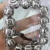 S999 Plata de Ley 990 Pulsera de Plata Esterlina Retro Pulsera Mantra de Seis Caracteres Pulsera de Moda Accesorios DIY Tejido