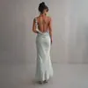 Ins Comercio Exterior Transfronterizo Sexy Sin Espalda Sin Mangas Color Sólido Delgado Elegante Vestido de Encaje para Mujer Camisola Vestido