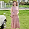 Vestido Elegante Estampado de Manga Corta para Mamá, Nuevo Conjunto de Dos Piezas Estilo Nacional Chino para Mujeres de Mediana Edad y Mayores