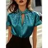 Sitio Independiente de Amazon Moda Femenina Más Vendidos Tops y Camisas Satinadas de Manga Corta