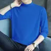 Camiseta Masculina de Manga Longa com Gola Alta para Primavera e Outono Cor Sólida Base Personalizada Design de Moda Tendência Estilo Hong Kong Top