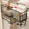 Cesta colgante para mesita de noche de dormitorio Estante de almacenamiento para cabecera Sin taladro Cesta de almacenamiento para dormitorio de estudiante universitario con portarrollos de papel