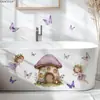 M20598 Casa Criativa de Cogumelo Roxo Menina Fada Borboleta Adesivos de Parede Decoração de Quarto Sala de Estar Adesivos de Parede Autoadesivos