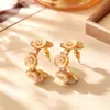 Pendientes Super de Flor de Concha Hueca en Forma de C, de Alta Gama, Modernos, Pendientes Suaves y Románticos, Accesorios Casuales de Estilo Femenino