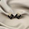 Aguja de Plata Geométrico Estilo Oscuro Estilo Frío Diseño Creativo Aretes de Tuerca Micro-incrustados Zircón Lujo Elegante Aretes Sucios Aretes