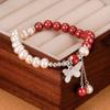 Pulsera Mariposa de Perla de Imitación Nueva 2024 Jade Hetian Diseño Nicho Ins Más Fácil de Combinar Pulsera de Borlas Regalo para Novia