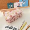 Ins Cartoon Bear Canvas Pencil Case Coração de menina Lápis de grande capacidade Caso Estudante Papelaria Desktop Acabamento Armazenamento Bolsa