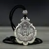 Pingente de Guanyin em Prata Esterlina 999 Vintage Colar de Pé Prata Sólida Masculino Pingente de Buda Feminino Benmingnian Buda Maitreya