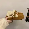 Zapatos Birkenstock que aumentan la altura para mujer 2026 invierno nuevos suela gruesa con forro de terciopelo cálidos zapatos de algodón slip-on zapatos peludos mocasines