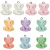 Colgante de Elefante Lindo 3D de Resina Afelpada de 8 Colores 23x21 mm Cadena para Teléfono DIY Collar Accesorios de Joyería