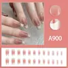 Arte de Uñas Degradado Francés Rubor Nuevo Blanco Acabado Viento Puro Parche de Uñas Removible 24 Piezas
