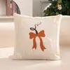 Nueva almohada de calabaza de Halloween transfronteriza con decoración de lazo de felpa, funda de almohada bordada acolchada tridimensional