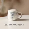 Caneca de Chá de Bambu Pintada à Mão Miyan com Separação de Água e Chá em Cerâmica com Tampa Caneca Especial para Escritório
