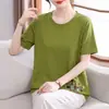 Camiseta de Verão de Manga Curta Estilo Novo 2026 para Mães, Blusa Bordada Elegante Solta Plus Size, Top Leve para Meia-Idade e Idosos