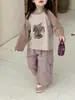 Primavera 2026 Ropa Nueva para Niños Estilo Coreano Camiseta de Manga Larga con Bloques de Color de Dibujos Animados para Niñas Camiseta de Manga Corta para Niños