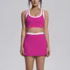 Nuevo conjunto de yoga a colorblock transfronterizo con tacto nude, casual y versátil, acanalado, de cintura alta, para ejercicio al aire libre, conjunto de seis piezas