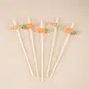 Pinchos de fruta coloridos con temática de conejos de Pascua para decoración de bares y restaurantes, palillos de bambú de un solo uso