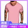 [Código Europeu Transfronteiriço] [Impresso com Fotos] Camiseta de Algodão Lisa com Gola Redonda Estilo Básico