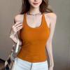 Colete de Cor Sólida com Gola Halter e Bojos para Mulheres, Novo Top Sem Mangas Slim para o Verão, Lindo Design nas Costas
