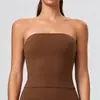 Europeo y Americano Sensación Nude Strapless Bandeau Sexy Espalda Hermosa Ropa Interior Deportiva Antishock para Mujer Secado Rápido Fitness Yoga Crop Top