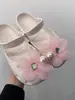 Chinelos de Cristal Iridescente com Pérolas Furadas de Alto Padrão com Acessórios para Mulheres, Roupa de Exterior de Alto Padrão, Primavera/Verão 2026