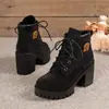 Botas Cortas de Moda Versátiles Estilo Británico con Tacón Grueso Talla Grande para Mujer, Cordones Frontales, Suela Gruesa, Novedad Otoño/Invierno 2026