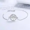 Pulsera Árbol de la Vida de Plata Esterlina 925 para Mujer Diseño Nicho Ins Hoja Calada Tobillera Transfronteriza Amazon Joyería de Mano