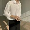 Camisa Masculina Branca de Seda Gelo Fina Estilo Abstinência Manga Longa Verão Elegante Retro Drapeada Não Amassa Estilo Coreano INS Camisa Masculina