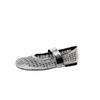 Zapatos de mujer de verano nuevos, planos, suela suave, boca poco profunda, huecos estilo francés, 1 cm de tacón gigante, suaves, cómodos, plateados, talla grande