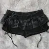 Calça Feminina Ultra Curta Estilo Gótico Europeu e Americano Ins Y2K Street Sexy Patchwork de Renda Color-Blocking Venda por Atacado