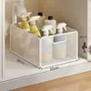 Estante de almacenamiento para debajo del fregadero, caja de almacenamiento de gabinete de baño de estilo abierto, cesta desplegable debajo del lavabo del baño, cesta divisoria de artículos