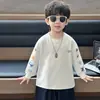 Q249 Camiseta de Manga Larga de Primavera y Otoño para Niños Estilo Nuevo para Niños Casual Atractiva Camiseta Base Moda para Bebé Niño Top de Moda t