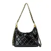 Bolsa Transversal Acolchoada Simples Estilo Tweed para Mulheres 2024 Outono Nova Moda de Nicho Bolsa de Ombro com Corrente para Axila