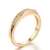 Joias mais vendidas transfronteiriças estilo coreano popular joias de diamante de fileira única zircônia microincrustada banhado a ouro rosa anel feminino atacado