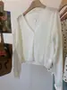 A primavera é fresca! Camisa Protetora Solar Feminina Air-Sense Maçã Verde Renda Vazada Cadarço Manga Longa Minimalista Camisa Solta