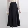 Otoño 2026 Nuevo Estilo Falda Elegante Simple de Color Sólido Holgada Adelgazante de Longitud Media Falda Elástica de Cintura Alta