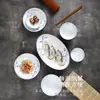 Conjunto de Tigelas de Arroz de Porcelana Azul e Branca de Alta Temperatura com Cor de Esmalte Inferior Utensílios de Mesa Estilo Chinês Tigela de Macarrão Doméstica Prato de Prato Retrô