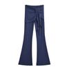 Estilo europeo y americano chica guapa sexy micro-pantalones con cordones 2025 primavera nuevo diseño cintura alta elásticos casuales pantalones acampanados