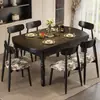 Mesa y Sillas de Comedor de Madera Maciza Estilo Mid-Century Extensible Doble Uso Lujo Ligero Retro Francés Americano Mesa de Comedor para Hogar Apartamento Pequeño