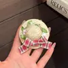 Sombrero de Paja Tejido con Lazo de Verano Mini Pinza para el Cabello Linda Pinza de Pato Pinza Decorativa para el Cabello Estilo Japonés Fresco